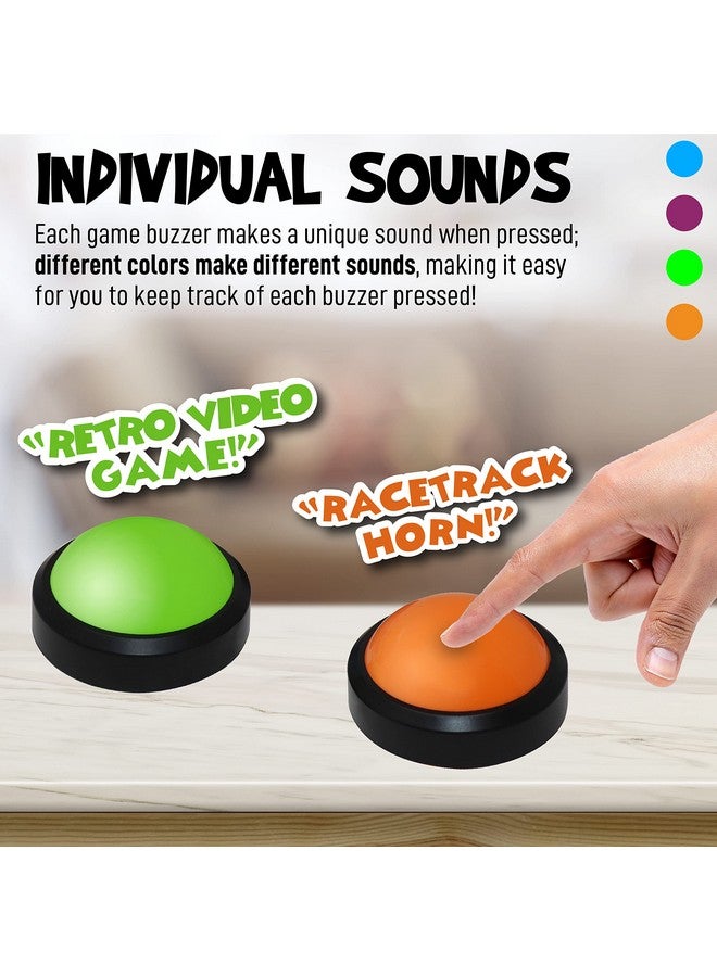 Teacher's Choice 4 Pack Game Buzzers with Unique Loud Sounds for Each Buzzer | Great for Trivia Games, Family Feud, Jeopardy, Competition, Spelling Bees and More - Image 3
