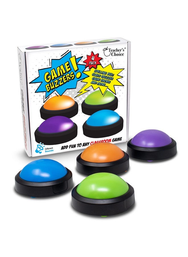 Teacher's Choice 4 Pack Game Buzzers with Unique Loud Sounds for Each Buzzer | Great for Trivia Games, Family Feud, Jeopardy, Competition, Spelling Bees and More - Image 1