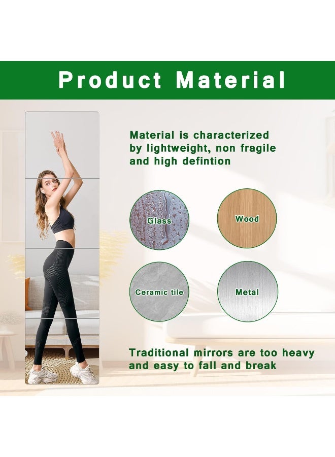 TPGP Full Length Mirrors Tiles, Acrylic Mirror Tiles Self Adhesive, Stick on Mirror Tiles for Walls, Full Body Mirror Stickers, Frameless Wall Mirror Sticker for Home Gym (25cm x 25cm, 4 Pack)  - Image 5