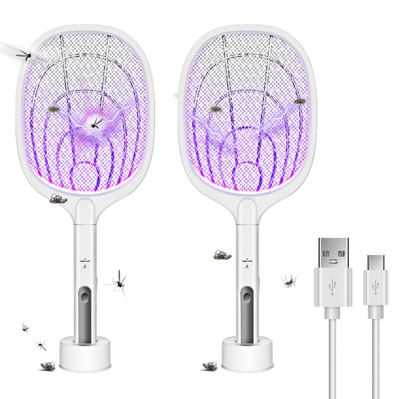 AICase Bug Zapper, 3000 Volt Indoor & Outdoor Electric Fly Swatter,USB Rechargeable Mosquito Killer Racket for Home Bedroom, Kitchen,Office, Backyard, Patio,Safe to Touch with 3-Layer Safety Mesh-2 Pack - Image 1