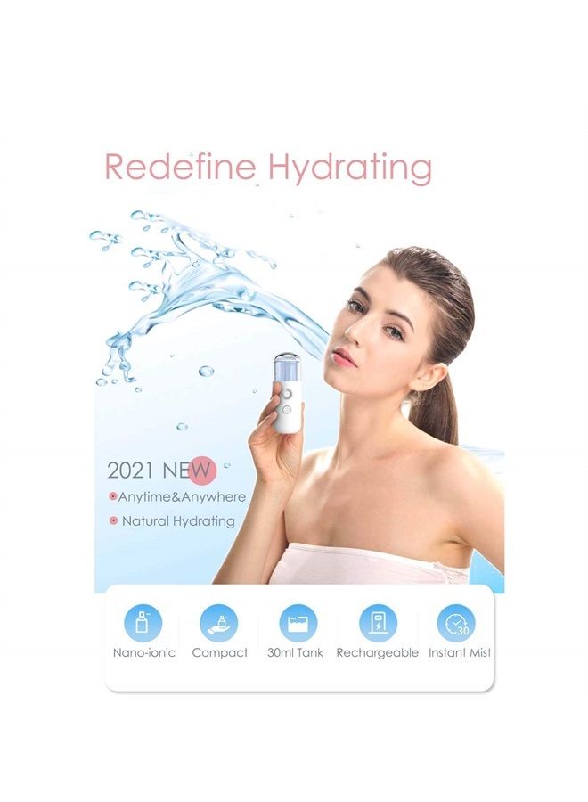 GIVERARE Nano Facial Steamer, Handy Mini Mister, USB Rechargeable Mist Sprayer, 30ml Visual Water Tank Moisturizing&Hydrating for Face, Daily Makeup, Skin Care, Eyelash Extensions-Pink