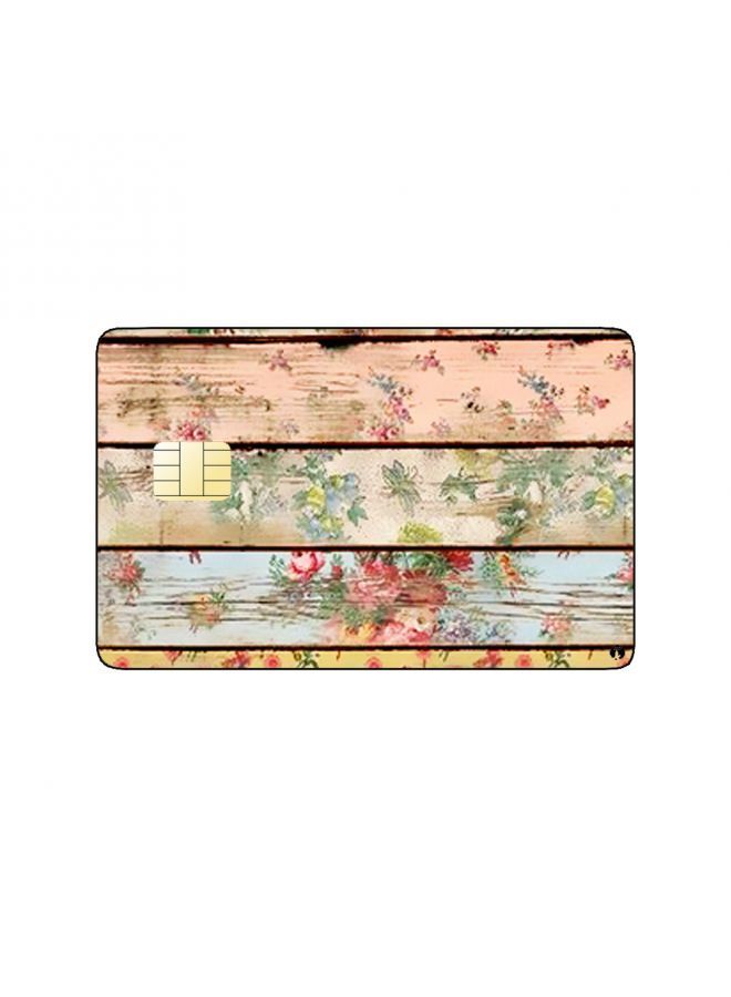 RKN PRINTED BANK CARD STICKER Beautiful Flowers Drawings On Wood - Image 1