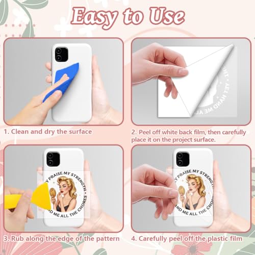 Peacoblue 18 Sheets Rub on Transfers for Crafts, Women with Humorous Quotes 3.6"x3.9" UV DTF Cup Wraps Waterproof Rub on Cold Transfers Stickers for Wood Glass Metal Cup Tumblers Mirrors Mugs Decor - Image 4