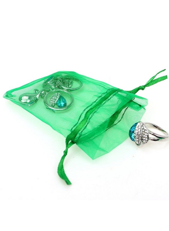 Akstore 100Pcs 4X6Inch (10X15Cm) Drawstring Organza Jewelry Favor Pouches Wedding Party Festival Gift Bags Candy Bags (Green) - Image 5