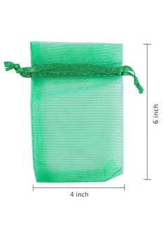 Akstore 100Pcs 4X6Inch (10X15Cm) Drawstring Organza Jewelry Favor Pouches Wedding Party Festival Gift Bags Candy Bags (Green)  - Image 2