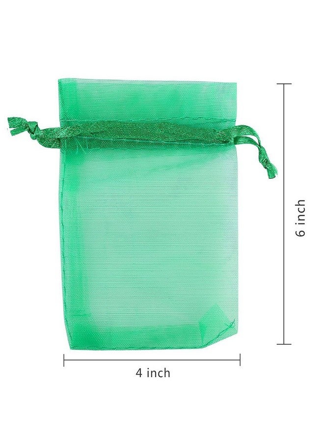 Akstore 100Pcs 4X6Inch (10X15Cm) Drawstring Organza Jewelry Favor Pouches Wedding Party Festival Gift Bags Candy Bags (Green) - Image 2