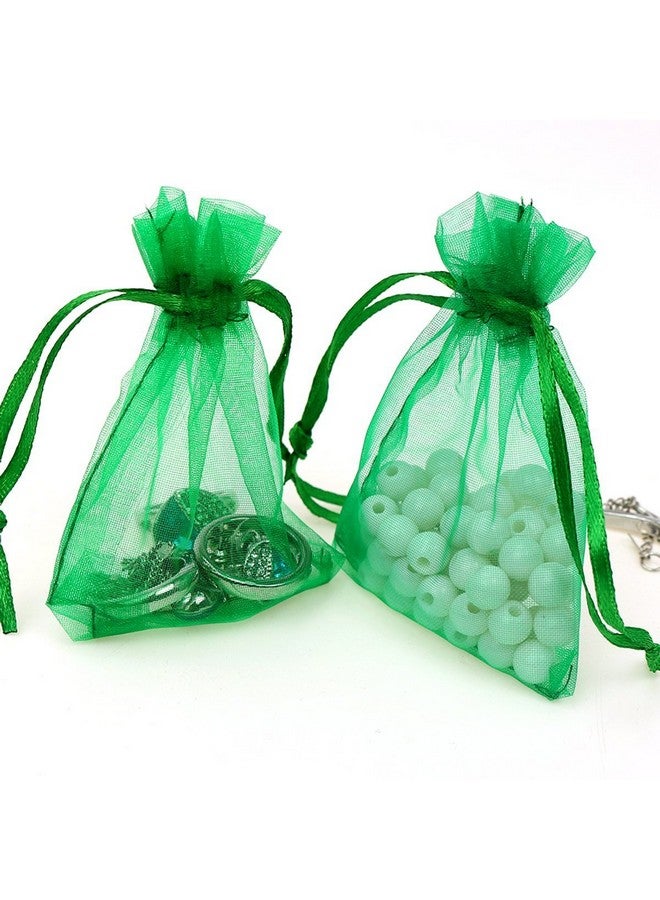 Akstore 100Pcs 4X6Inch (10X15Cm) Drawstring Organza Jewelry Favor Pouches Wedding Party Festival Gift Bags Candy Bags (Green) - Image 4