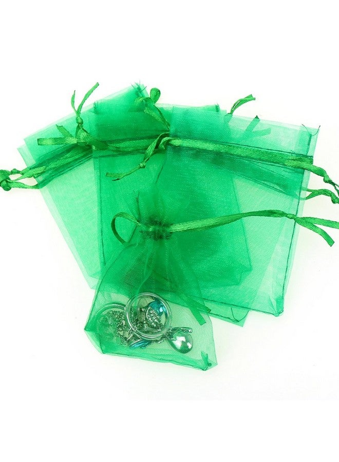 Akstore 100Pcs 4X6Inch (10X15Cm) Drawstring Organza Jewelry Favor Pouches Wedding Party Festival Gift Bags Candy Bags (Green) - Image 3