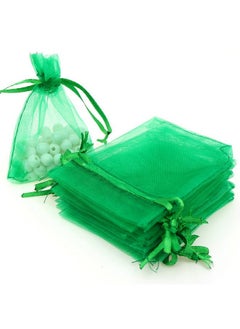 Akstore 100Pcs 4X6Inch (10X15Cm) Drawstring Organza Jewelry Favor Pouches Wedding Party Festival Gift Bags Candy Bags (Green)  - Image 1