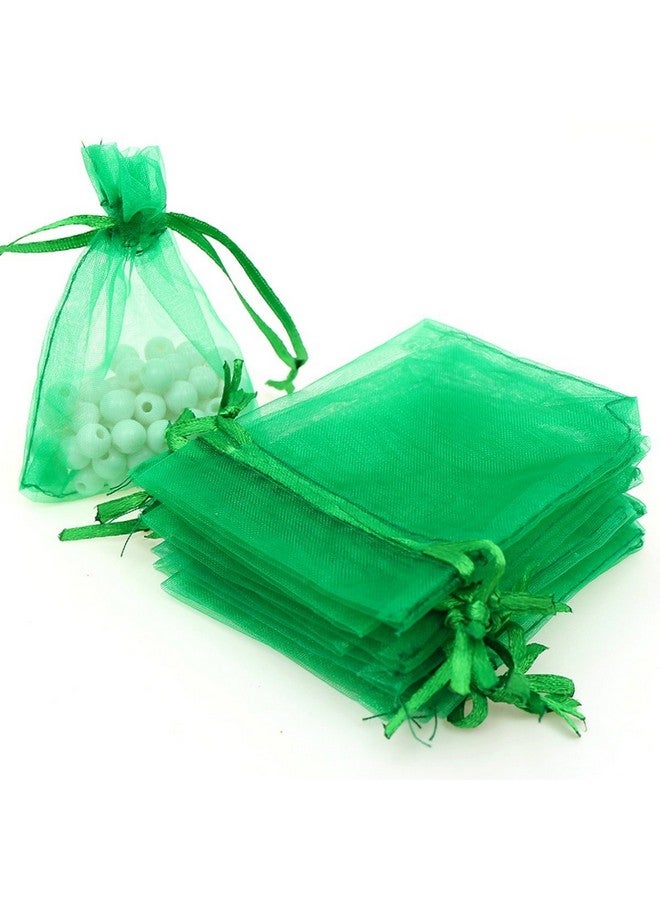 Akstore 100Pcs 4X6Inch (10X15Cm) Drawstring Organza Jewelry Favor Pouches Wedding Party Festival Gift Bags Candy Bags (Green) - Image 1