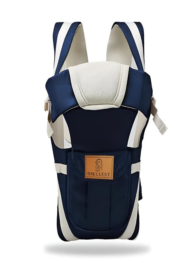 Opullent baby carrier for 0 to 3 year Polyester, Front Carrying Position with Padded Straps Comfort Design Newborn Kids Adjustable Hands-Free 4-In-1 Comfortable Head Support & Buckle For 0-18 Months Baby (Navy Blue-Pack Of One) - Image 1