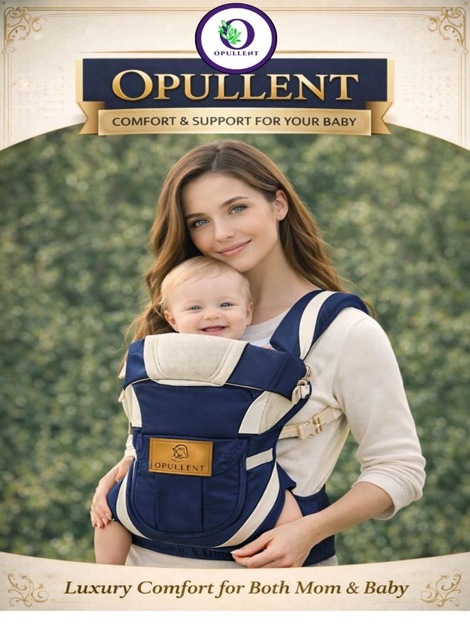 Opullent baby carrier for 0 to 3 year Polyester, Front Carrying Position with Padded Straps Comfort Design Newborn Kids Adjustable Hands-Free 4-In-1 Comfortable Head Support & Buckle For 0-18 Months Baby (Navy Blue-Pack Of One) - Image 4