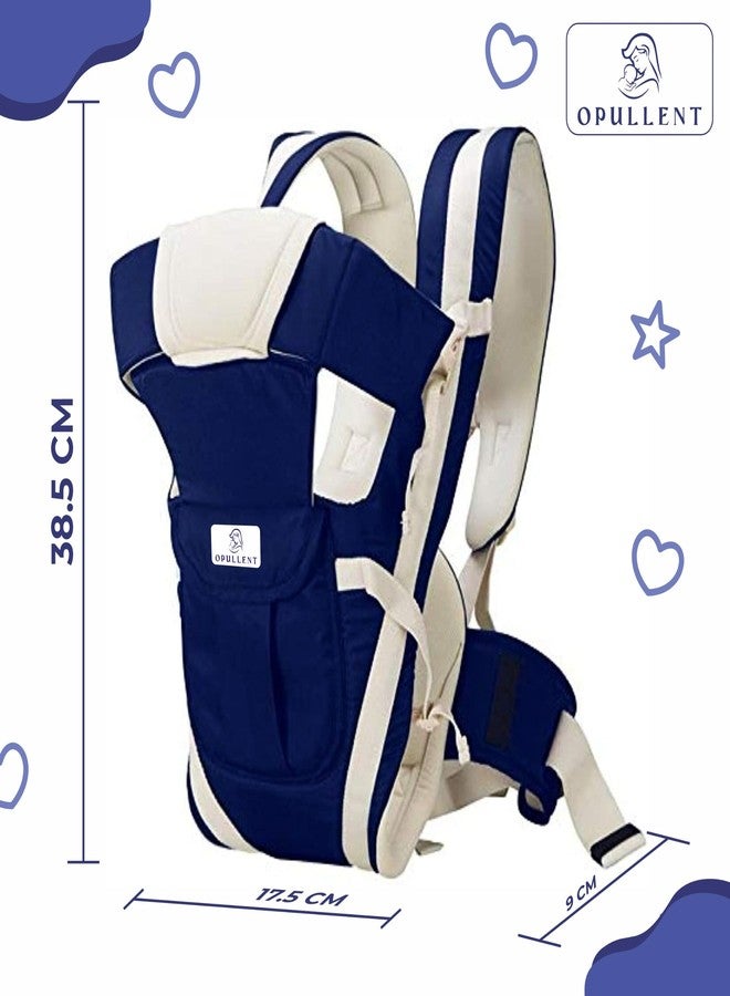 Opullent baby carrier for 0 to 3 year Polyester, Front Carrying Position with Padded Straps Comfort Design Newborn Kids Adjustable Hands-Free 4-In-1 Comfortable Head Support & Buckle For 0-18 Months Baby (Navy Blue-Pack Of One) - Image 3