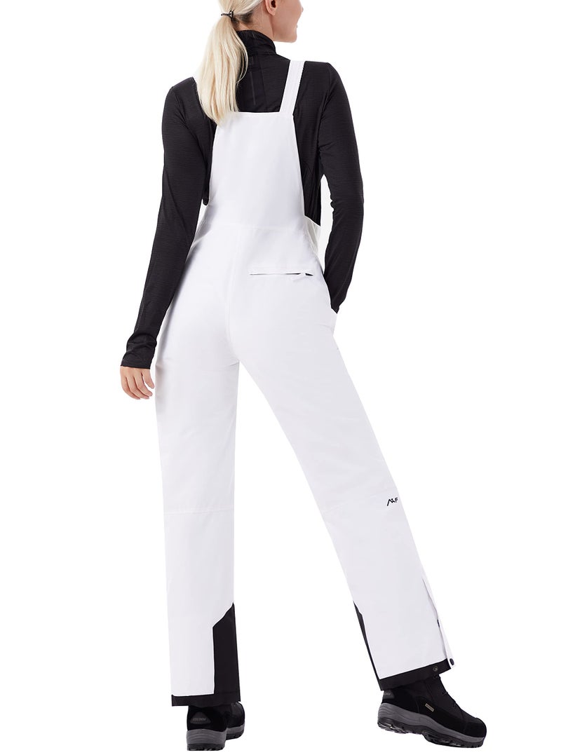 WULFUL Womens Insulated Snow Bibs Waterproof Winter Ski Pants Snowboarding Overalls White - Image 3