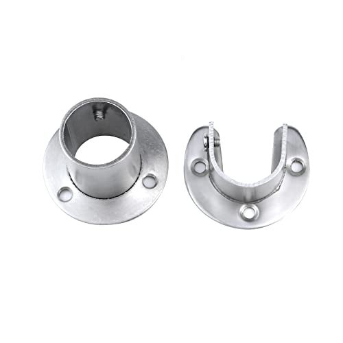 Antrader 4-Pack Wardrobe Bracket Stainless Steel Closet Rod End Supports Closet Pole Sockets Flange Rod Holder Set with Screws, 1 Inch Diameter, U-Shaped + O Shaped - Image 5