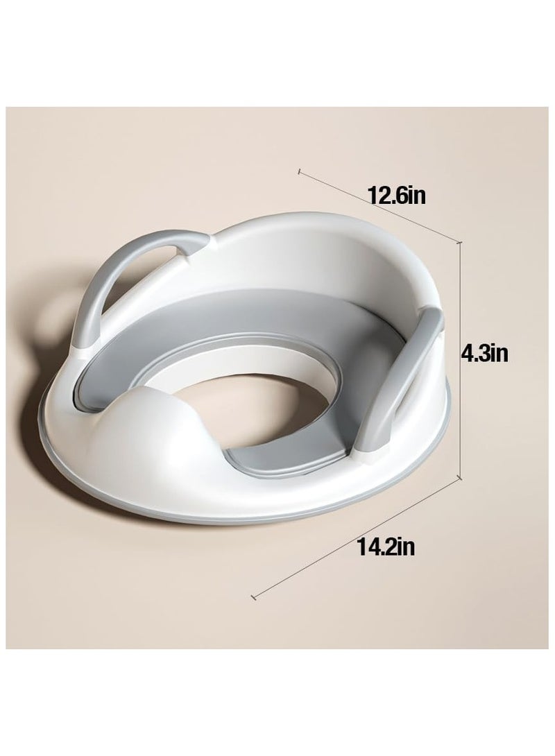 NNEWVANTE Baby Toddler Potty Training Toilet Seat for Boys and Girls with Handles| Child Kids Potty Seat Toilet Seat Attachment| Safe Urine Guard Non-Slip Rubber Rim| Fits Round & Oval Toilets - Image 2