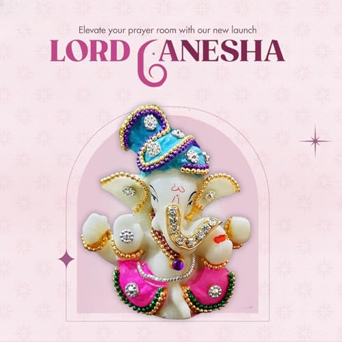 Karigaari India Ganesha Murti Idol for Car Dashboard Home Decor Multicolor Ceramic Ganpati Statue Vinayagar Showpiece Dashboard Idol Spiritual Gift Item for Ganesh Chaturthi 3x2x3 Inches - Image 5