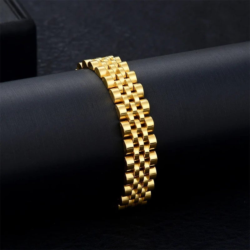 Bluejw High Quality Polished Stainless Steel Waterproof 15mm Watch Bracelet for Men - Replacement Watch Strap Band - Image 5