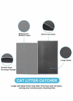 SYOSI Cat Litter Mat Litter Trapping Mat,Honeycomb Double Layer Design Waterproof Urine Proof Trapper Mat for Litter Boxes, Large Size Easy Clean Scatter Control, 24” X 18”  - Image 2