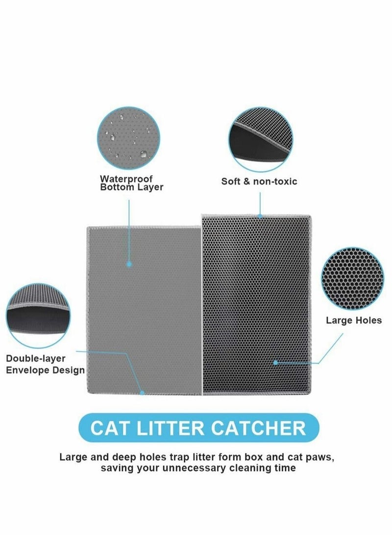 SYOSI Cat Litter Mat Litter Trapping Mat,Honeycomb Double Layer Design Waterproof Urine Proof Trapper Mat for Litter Boxes, Large Size Easy Clean Scatter Control, 24” X 18”  - Image 2