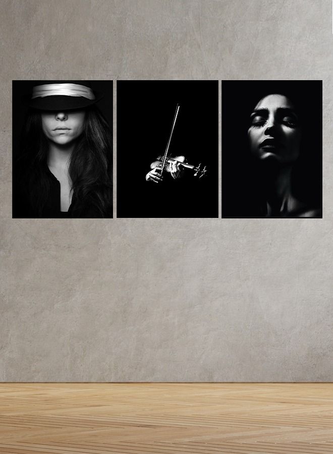 ماركتنا لوحة جدارية فنية لتزين الحائط بتصميم إمراة، ثلاث قطع مقاس120X60سم - Image 1