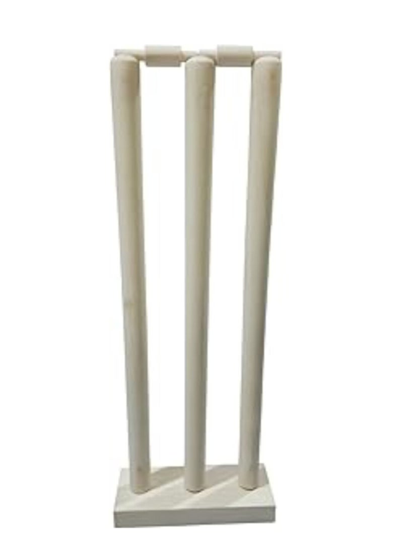 Generic Wooden Cricket Wicket Stumps with Bails – Stable Wooden Base, Durable & Smooth Finish for All-Level Matches  - Image 1