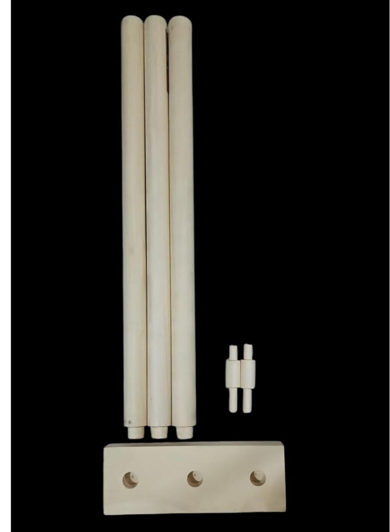 Generic Wooden Cricket Wicket Stumps with Bails – Stable Wooden Base, Durable & Smooth Finish for All-Level Matches  - Image 2