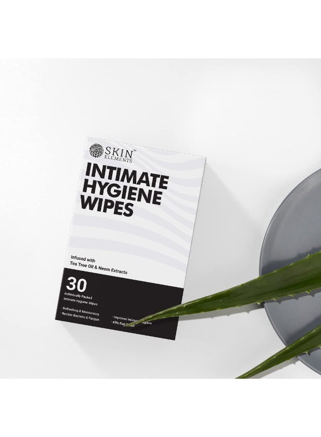 Skin Elements Intimate Hygiene Wipes Unisex pH balanced Wipes Tea Tree Oil Neem Extracts 30 Individual Wipes Pre and Post Intimacy - Image 4