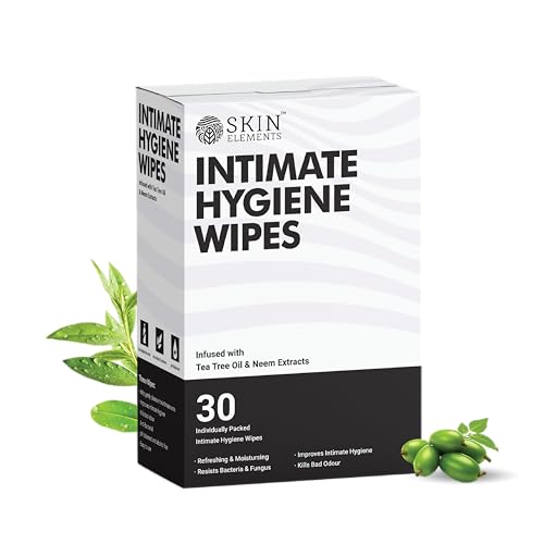 Skin Elements Intimate Hygiene Wipes Unisex pH balanced Wipes Tea Tree Oil Neem Extracts 30 Individual Wipes Pre and Post Intimacy - Image 1