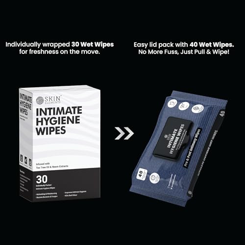 Skin Elements Intimate Hygiene Wipes Unisex pH balanced Wipes Tea Tree Oil Neem Extracts 30 Individual Wipes Pre and Post Intimacy - Image 3