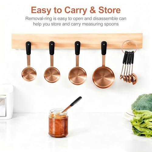 Bopei Measuring Cups and Spoons Set, Rose Gold Plated Stainless Steel 10 Piece for Cooking and Baking (5 Cups + 5 Spoons RoseGold) - Image 5