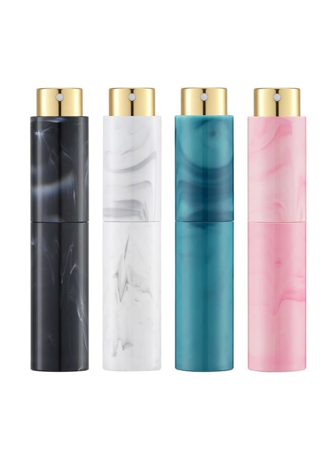 Tekson 10ML Perfume Atomizer Travel (4 PCS), Refillable Cologne Containers, Dispenser Spray Empty Bottle for Mini Sprayer Size (Black&Pink&White&Blue, Marble) - Image 1