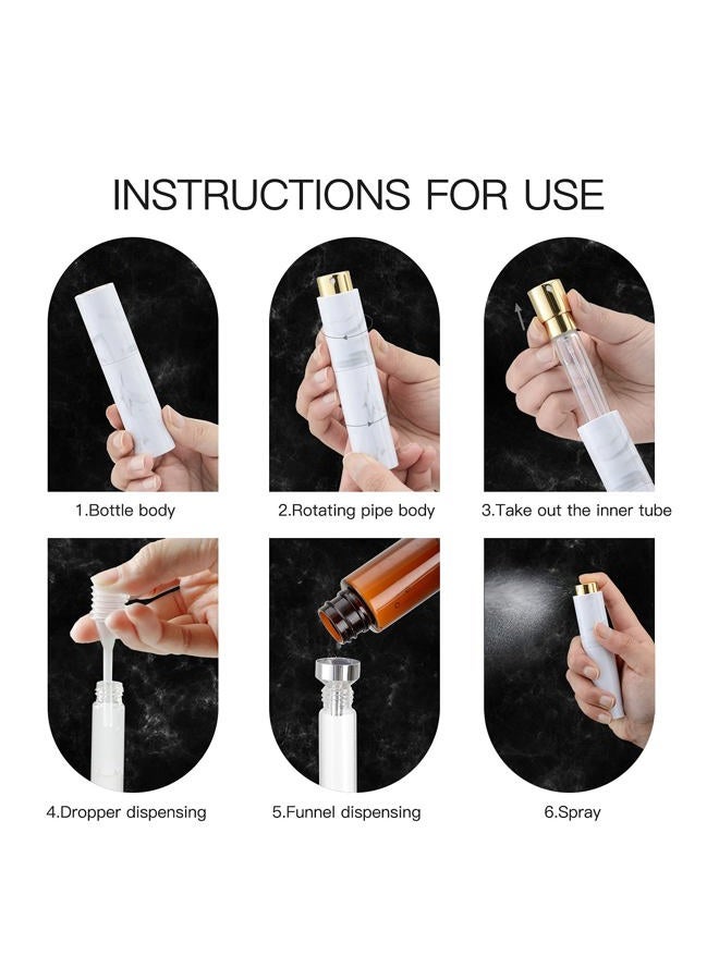 Tekson 10ML Perfume Atomizer Travel (4 PCS), Refillable Cologne Containers, Dispenser Spray Empty Bottle for Mini Sprayer Size (Black&Pink&White&Blue, Marble) - Image 5