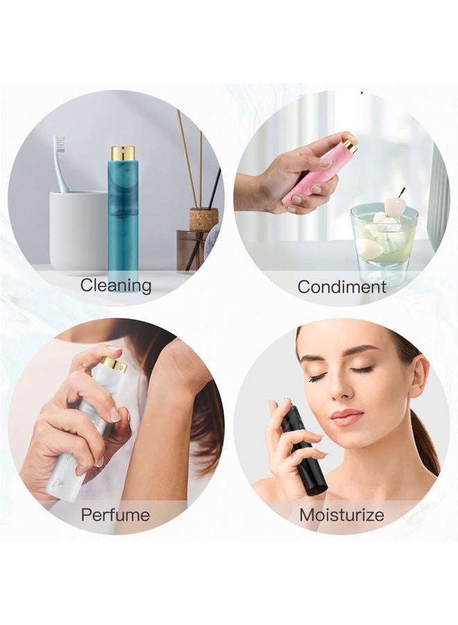 Tekson 10ML Perfume Atomizer Travel (4 PCS), Refillable Cologne Containers, Dispenser Spray Empty Bottle for Mini Sprayer Size (Black&Pink&White&Blue, Marble) - Image 2