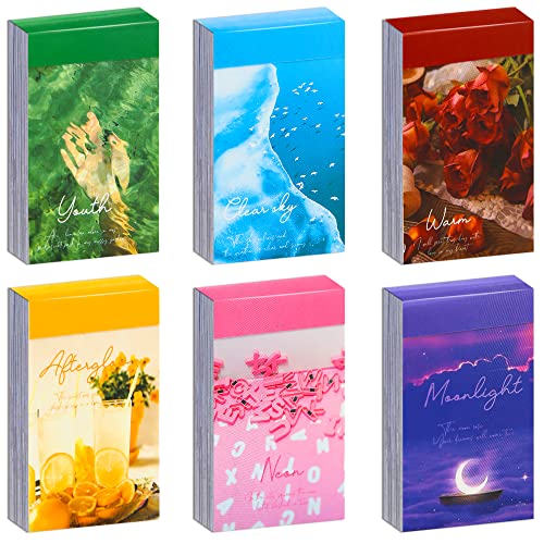 emmoolife 6 Sets 300 Pcs Washi Stickers Set Cute Aesthetic Sticker Book for Journaling, DIY Decorative Paper Sticker Decals for Bullet Journal Art Scrapbooking Diary Card Craft Gift Album Notebook Stationery - Image 1