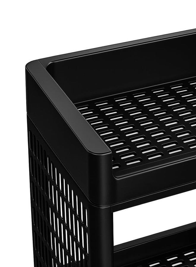 Marmik Plastic Multi-Purpose Kitchen Trolly Portable Storage Rack, Household Rack, Vegetable and Fruit Storage, Office, Bathroom Rack (3 Layer, Black) - Image 5