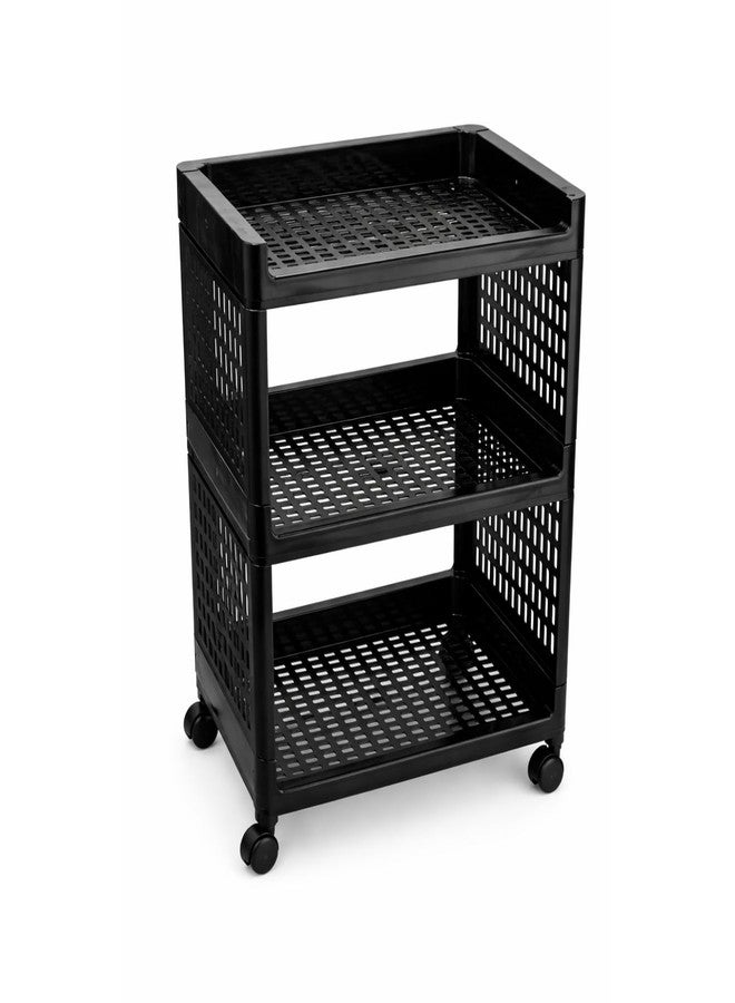 Marmik Plastic Multi-Purpose Kitchen Trolly Portable Storage Rack, Household Rack, Vegetable and Fruit Storage, Office, Bathroom Rack (3 Layer, Black) - Image 4
