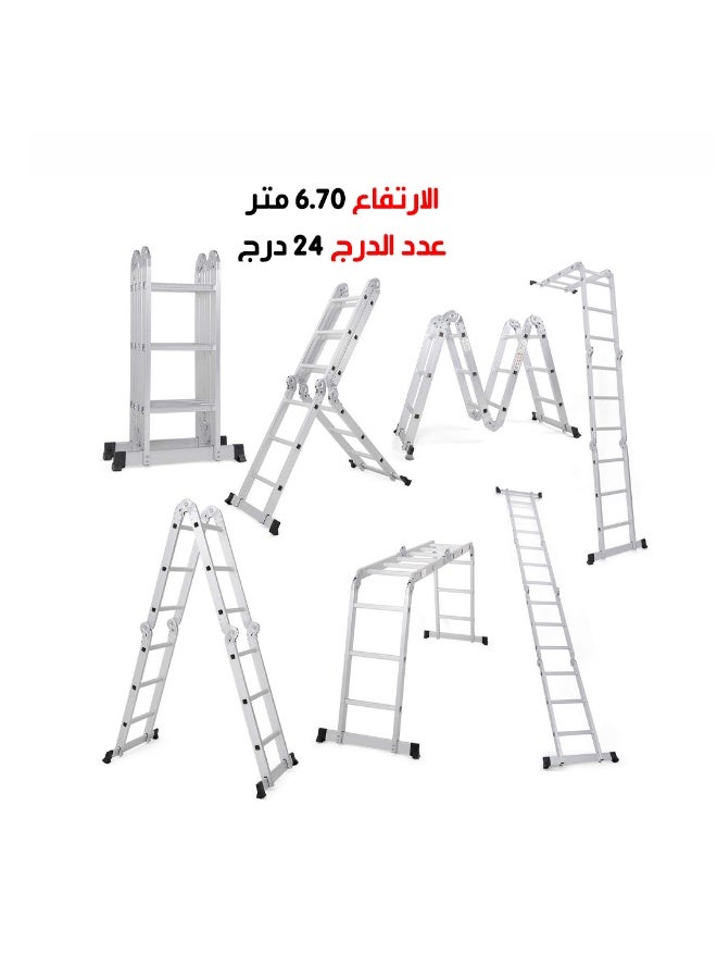 Aluminum folding ladder 6.70m/24 steps - Image 5