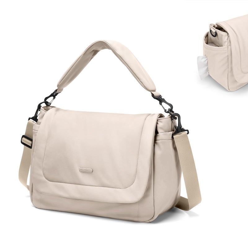 GOLF QUALITY 22L Puffer Diaper Bag Tote,Large Capacity Baby Diaper Tote Travel Bags Crossbody Hospital Bag for mom,Apricot - Image 1