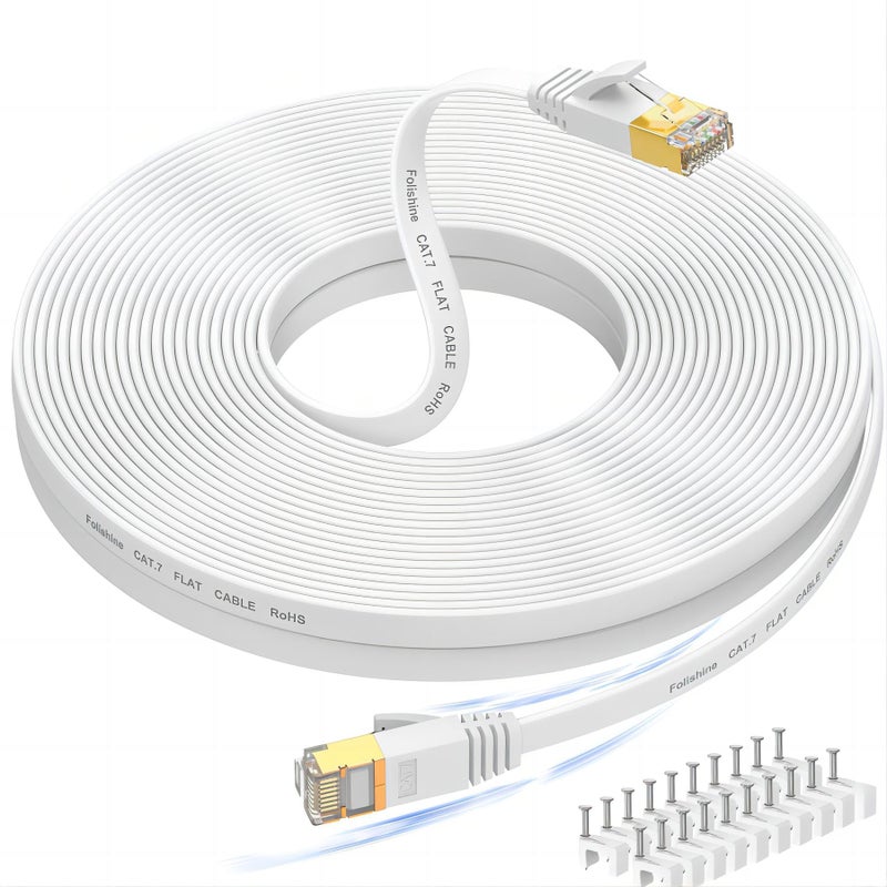 Folishine Ethernet Cable 75 ft, Supports Cat 8/ Cat 7 Standard High Speed Flat Design Long Ethernet Cable, Shielded RJ45 Network Cable for Routers, PS4, Backward Compatible with Cat 6e/Cat6/Cat 5e/Cat5 - Image 1