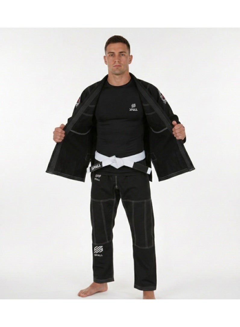 Spall Essential Short Sleeve Compression Rash Guard for Men MMA BJJ Wrestling Jiu Jitsu Training Base Layer Gym Workout Compression Shirt Black - Image 1