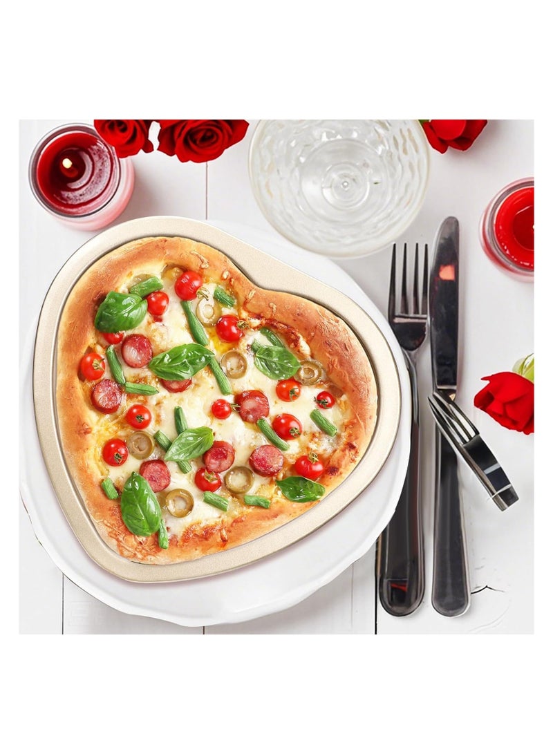 general 3pcs Heart Shaped Cake Pan 8 inch carbon steel heart shaped pizza pan flat side heart shaped mold for cookie cake home oven baking birthday - Image 2