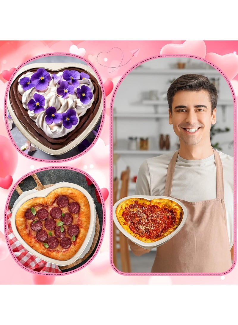 general 3pcs Heart Shaped Cake Pan 8 inch carbon steel heart shaped pizza pan flat side heart shaped mold for cookie cake home oven baking birthday - Image 3