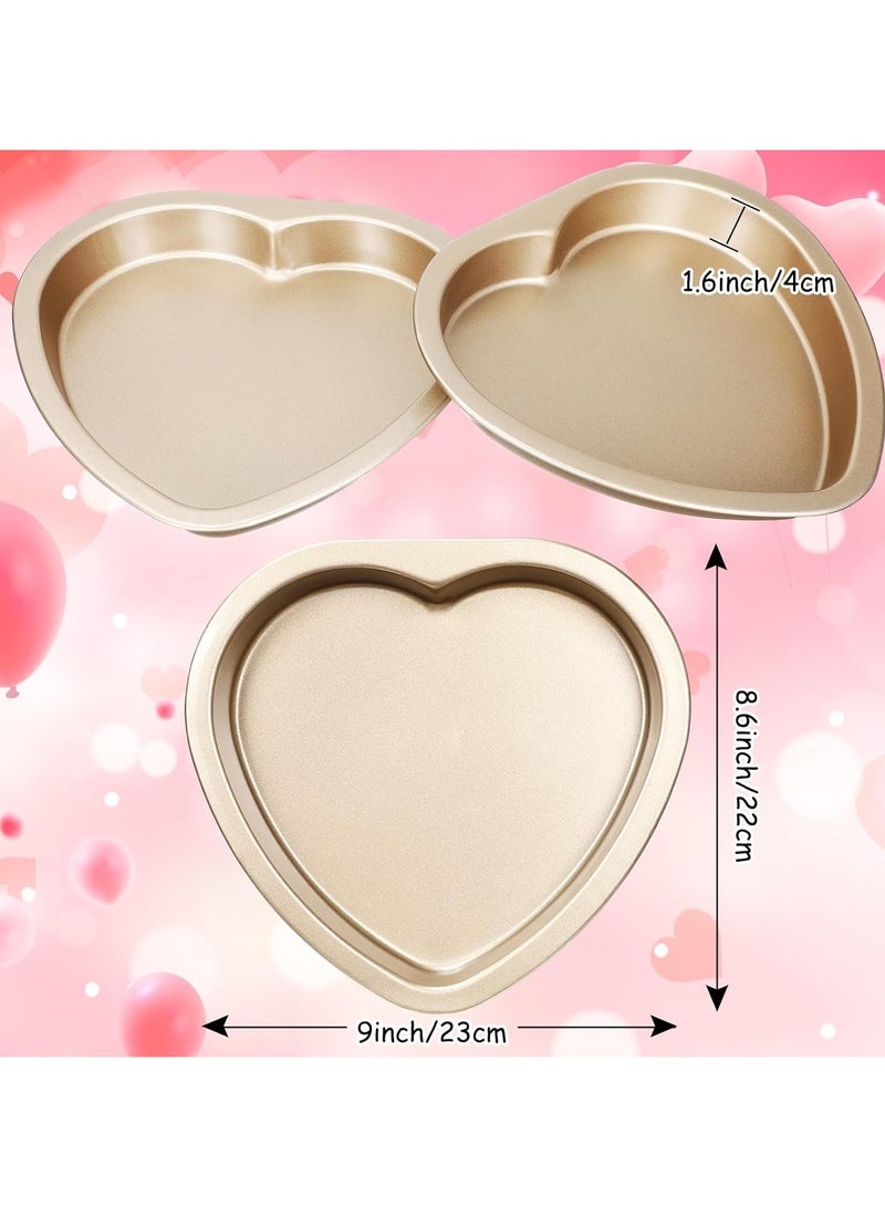 general 3pcs Heart Shaped Cake Pan 8 inch carbon steel heart shaped pizza pan flat side heart shaped mold for cookie cake home oven baking birthday - Image 5