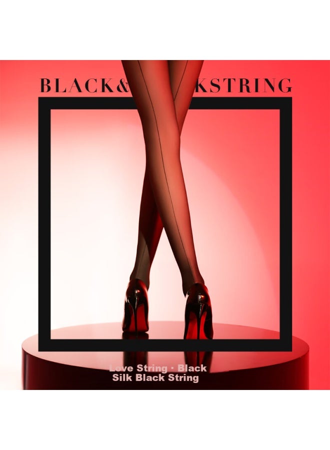 Limerence M Laimi Runsi Back Vertical Line Stockings Ultra-thin Thigh-high Stockings, Silky Pantyhose, Black Silk Black String, One Size Fits All - Image 2