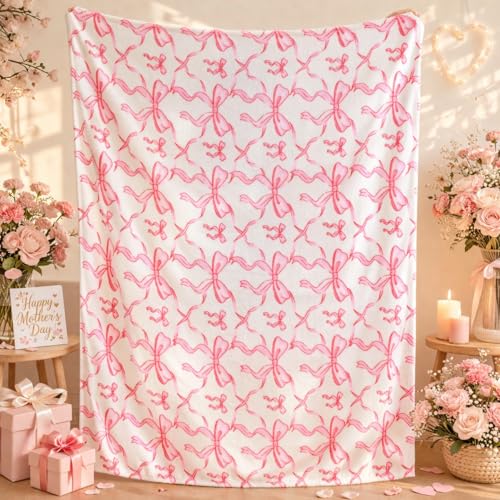 Jungle Star Pink Bow Twin Blanket – 60x80 Inch Soft Fleece Blanket for Girls and Women, Coquette Aesthetic Room Decor for Bed, Couch, Chair, Preppy Bedroom or Gift, Cute Pink Bow Decor Blanket - Image 4