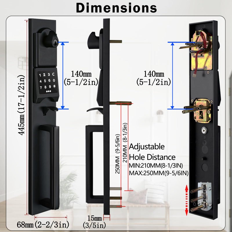 NEWBANG Smart Electronic Door Lockset with Keypad for Single Door,Keyless Electronic Front Door Handleset with Adjustable Hole Postion. - Image 3