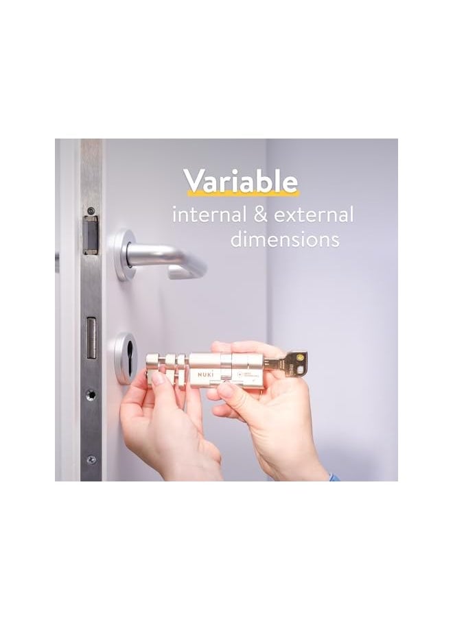 Nuki Universal Cylinder - Lock Cylinder for NUKI Smart Lock, Highest Security Class SKG***, Emergency and Danger Function, Set Including 5 Keys, Accessories for Electronic Door Lock, Silver