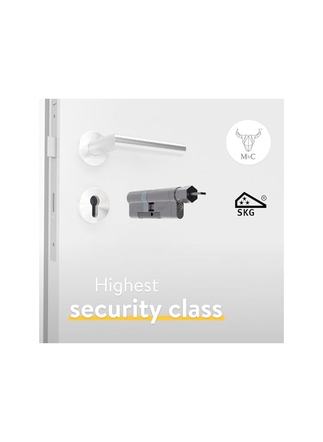Nuki Universal Cylinder - Lock Cylinder for NUKI Smart Lock, Highest Security Class SKG***, Emergency and Danger Function, Set Including 5 Keys, Accessories for Electronic Door Lock, Silver