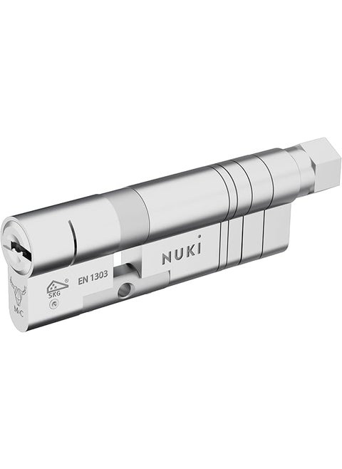 Nuki Universal Cylinder - Lock Cylinder for NUKI Smart Lock, Highest Security Class SKG***, Emergency and Danger Function, Set Including 5 Keys, Accessories for Electronic Door Lock, Silver